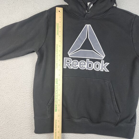 Reebok Hoodie Men's Medium Black Jumper Pullover Hooded Sweatshirt Cotton Blend - Picture 7 of 12